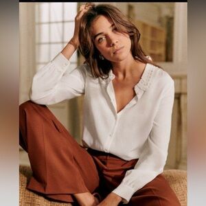 Sézane chemise Suzanne 100% silk - cream size 36